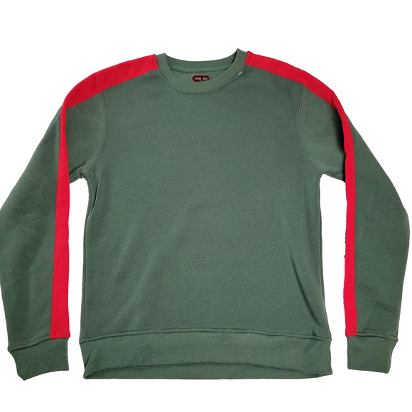 Royal Blue Sweater Mens Medium Green Red Crewneck Pullover Stripe Athletic (638) - Picture 1 of 9